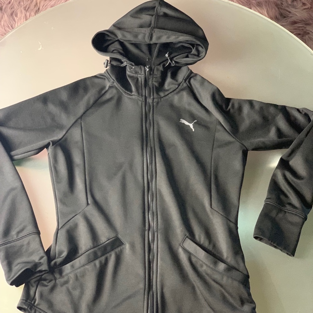 PUMA black zip up hoodie women’s size s